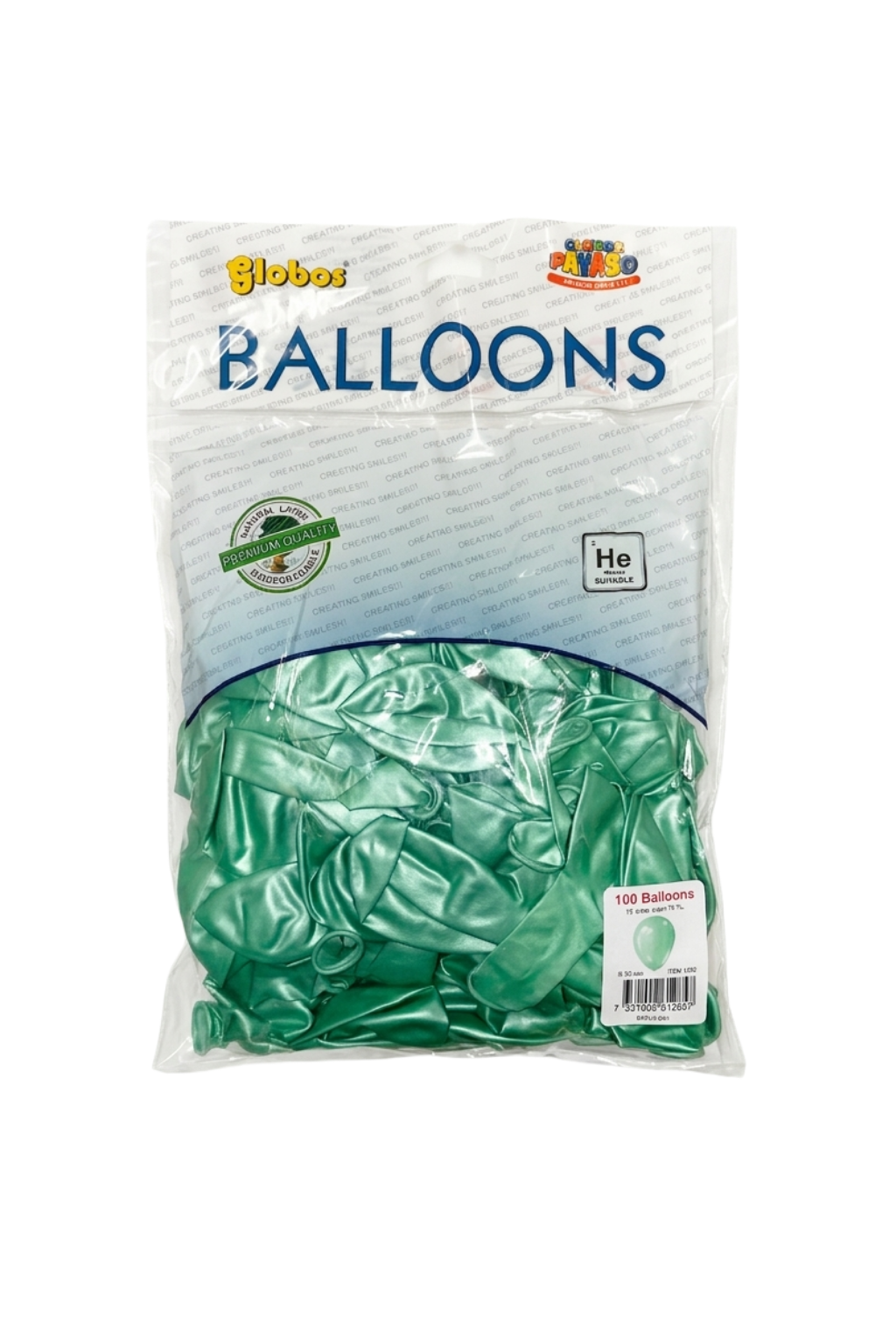 Latex ballonnen metallic mintgroen 30 cm – 100 stuks