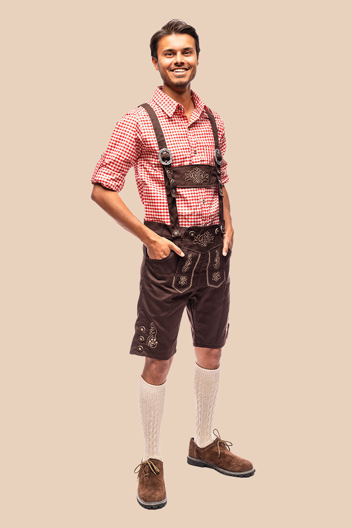 Lederhosen Justin in bruin, Oktoberfest herenkleding