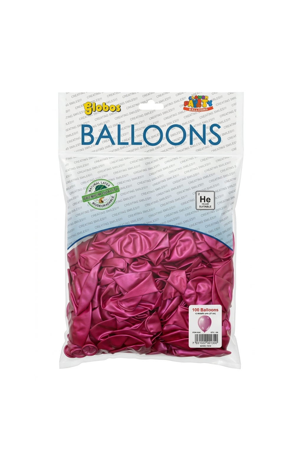 Latex ballonnen metallic roze 30 cm – 100 stuks