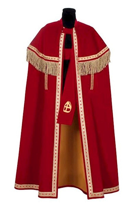 Sinterklaasmantel fluweel Stefan rood smal