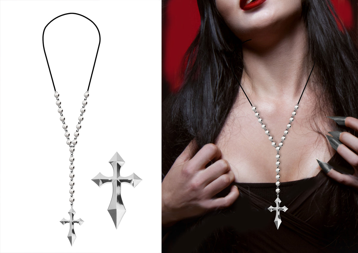 Ketting met kruis metaal 18 cm