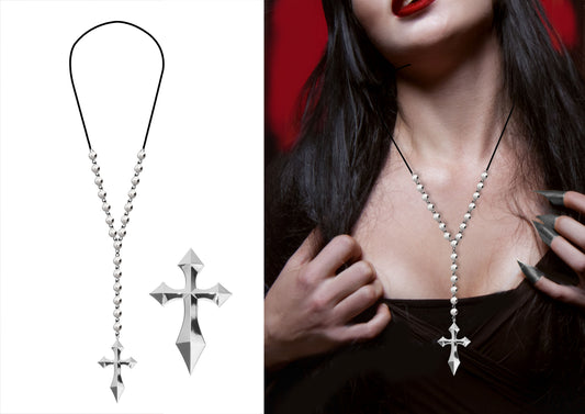 Ketting met kruis metaal 18 cm