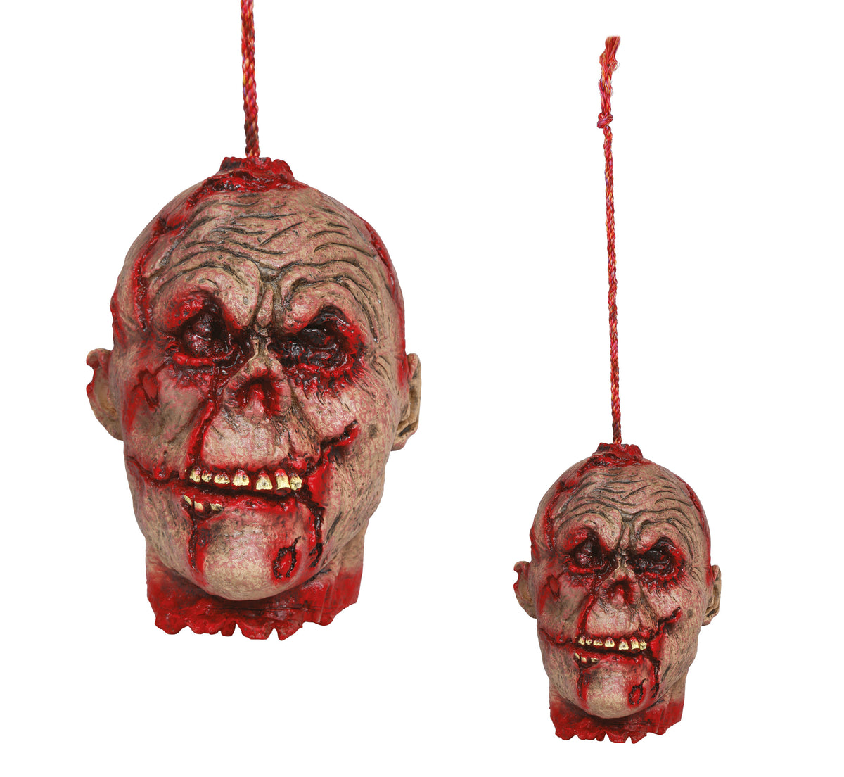 Hangend zombiehoofd latex 28 cm