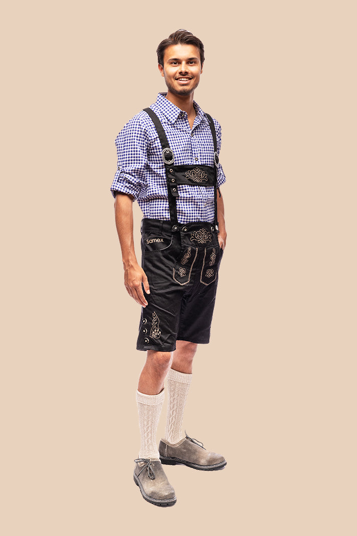 Lederhosen Justin, detail van het borduursel