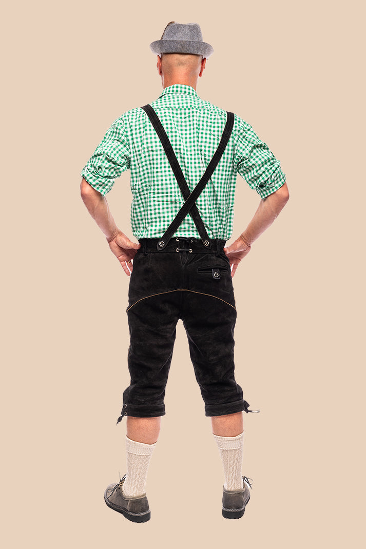 Lederhosen Michiel, detail van de knoopsluiting