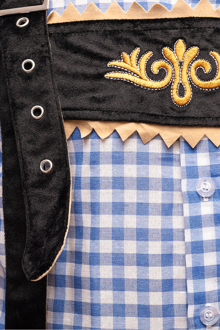 Oktoberfest kostuum Otto, detail van het geruite overhemd