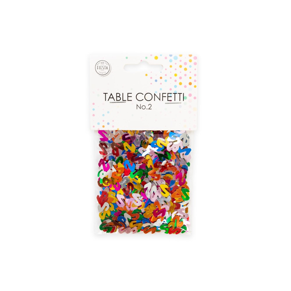 Tafelconfetti cijfer 2 gekleurd, 14 gram