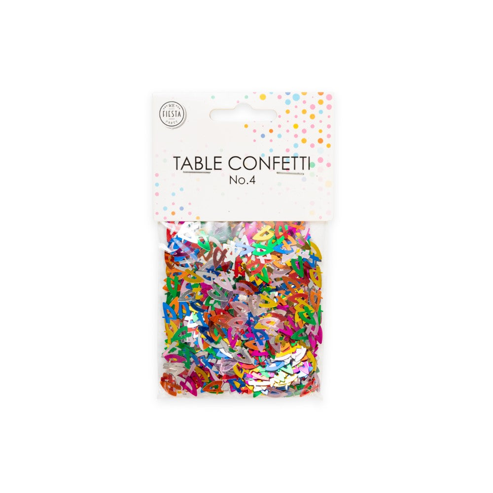 Tafelconfetti cijfer 4 gekleurd, 14 gram