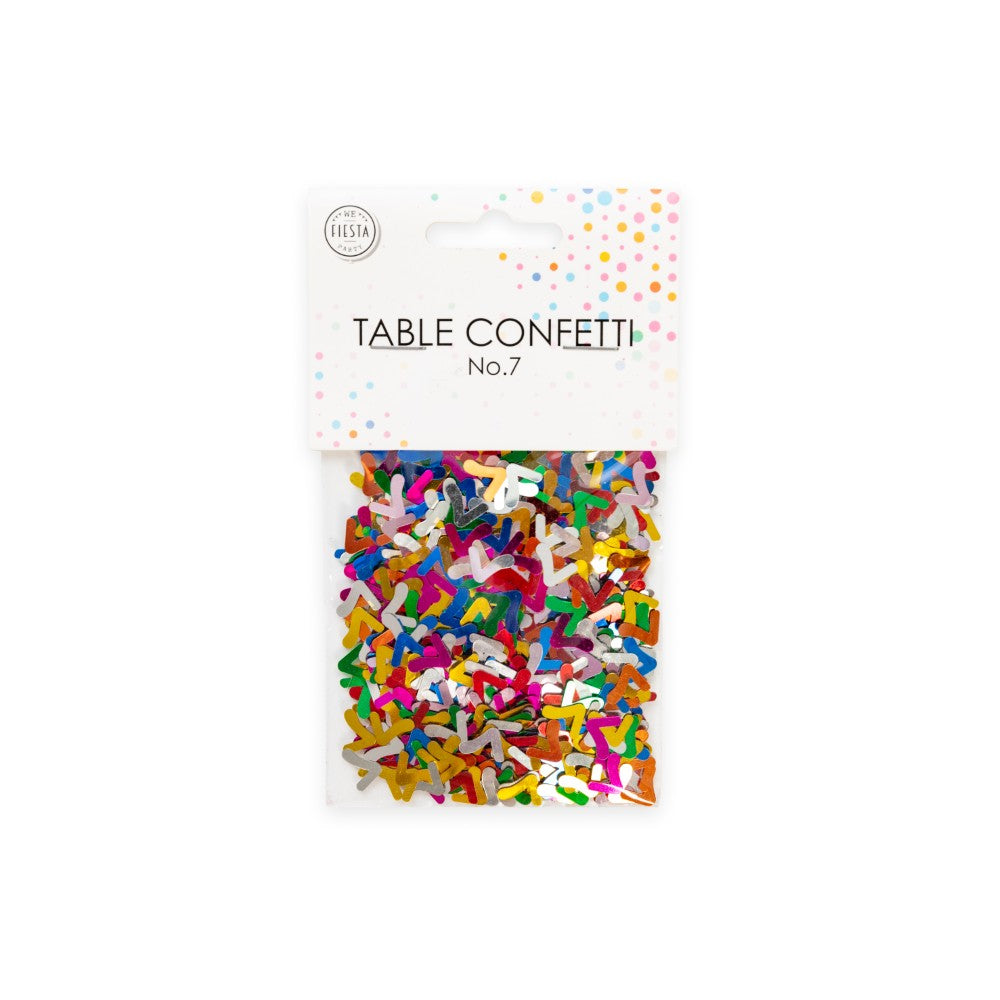 Tafelconfetti cijfer 7 gekleurd, 14 gram