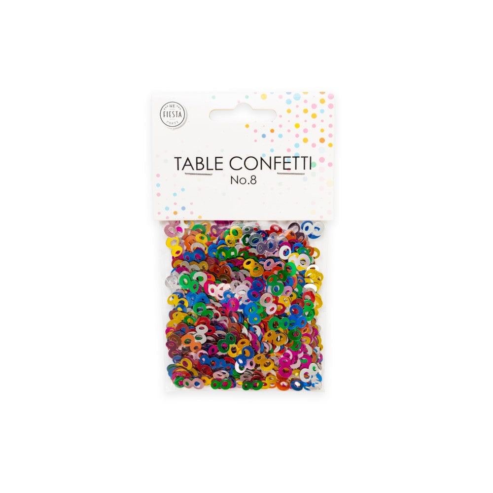 Tafelconfetti cijfer 8 gekleurd, 14 gram