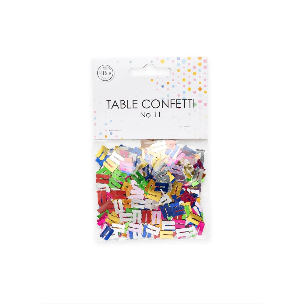 Tafelconfetti cijfer 11 gekleurd, 14 gram