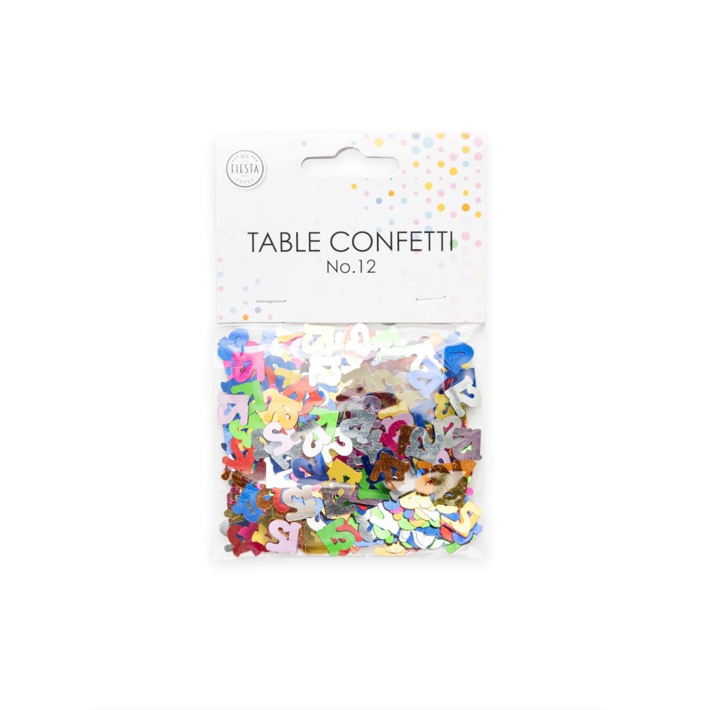 Tafelconfetti cijfer 12 gekleurd, 14 gram