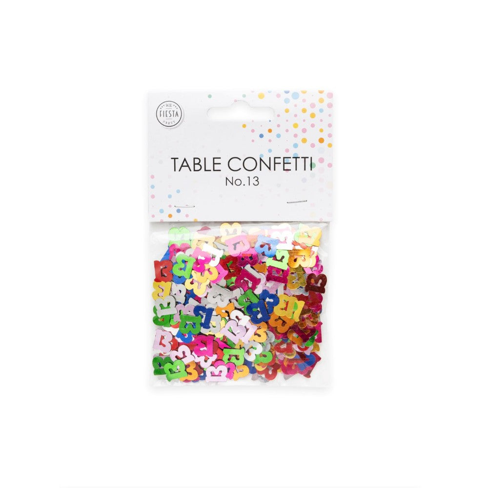Tafelconfetti cijfer 13 gekleurd, 14 gram
