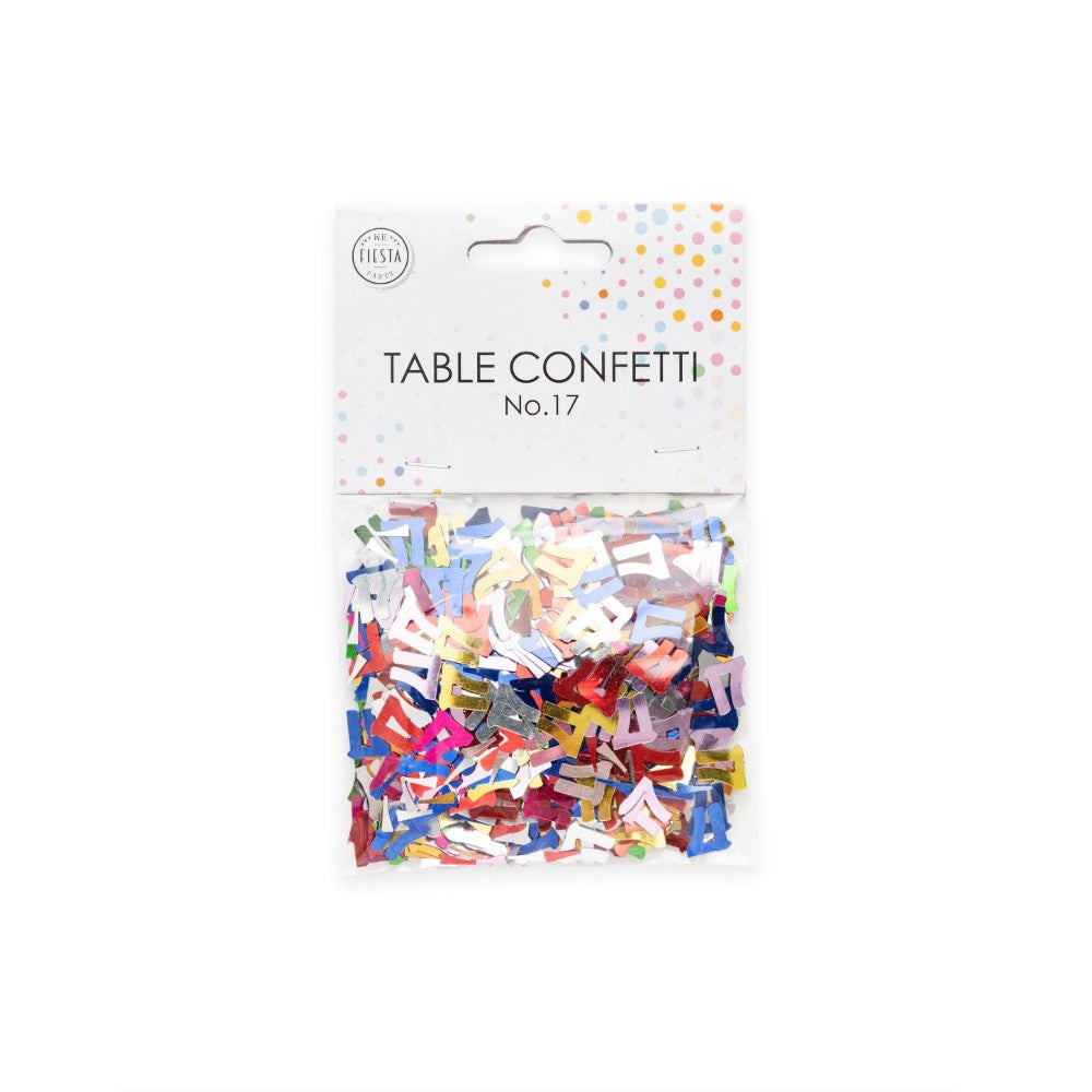 Tafelconfetti cijfer 17 gekleurd, 14 gram