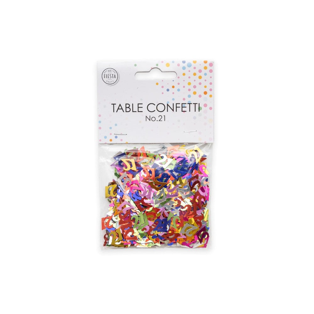 Tafelconfetti cijfer 21 gekleurd, 14 gram
