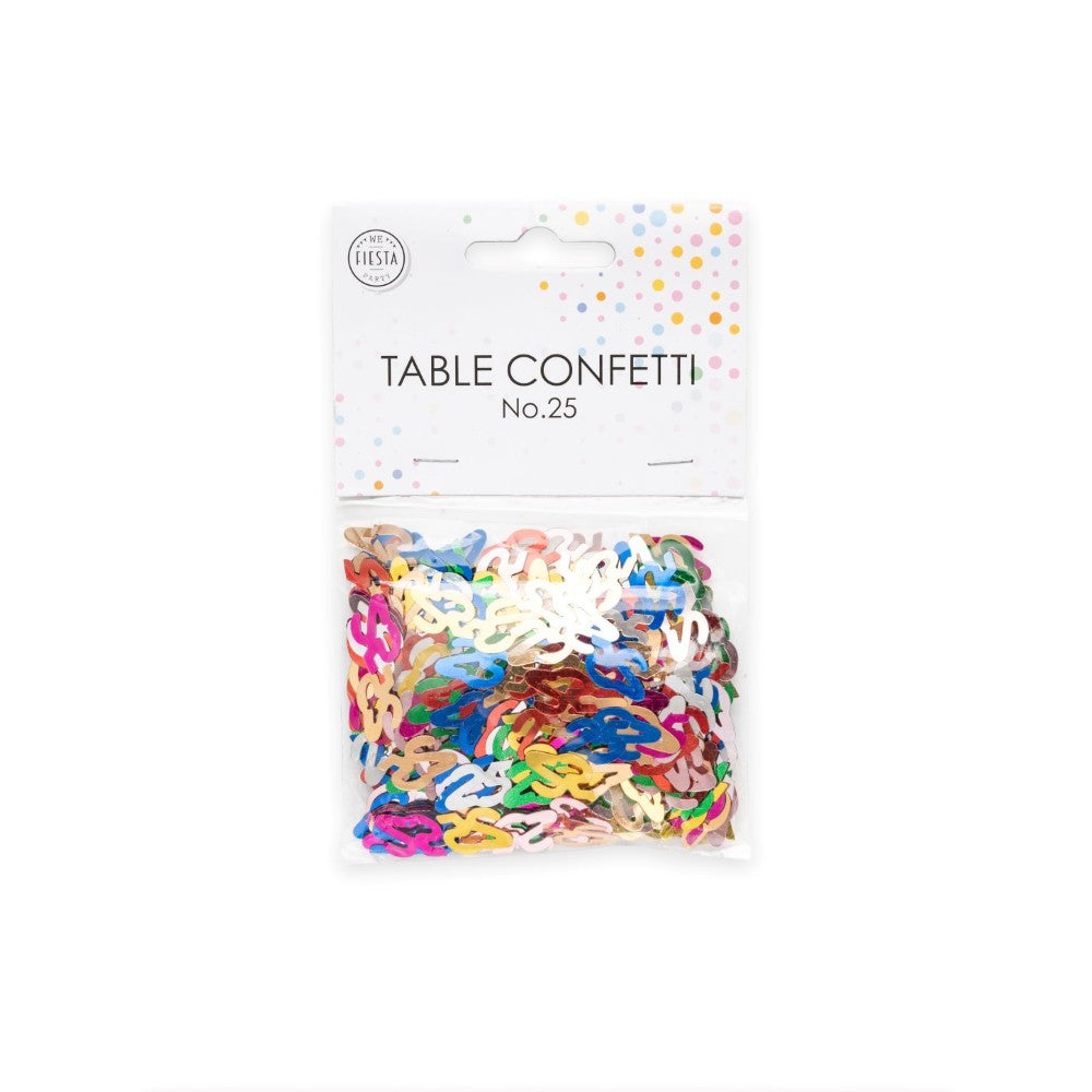 Tafelconfetti cijfer 25 gekleurd, 14 gram