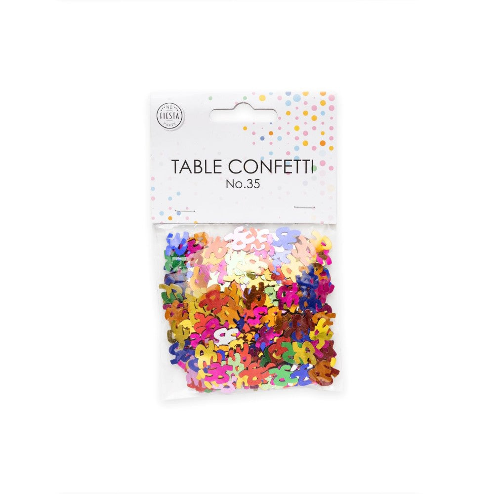 Tafelconfetti cijfer 35 gekleurd, 14 gram