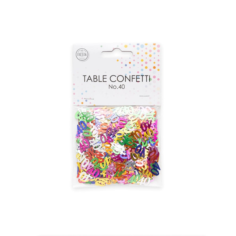 Tafelconfetti cijfer 40 gekleurd, 14 gram