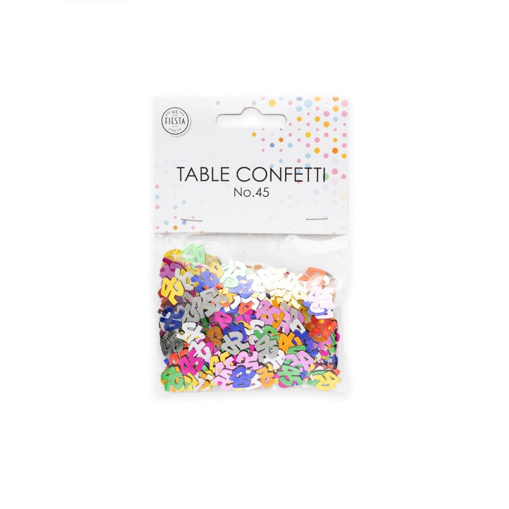 Tafelconfetti cijfer 45 gekleurd, 14 gram