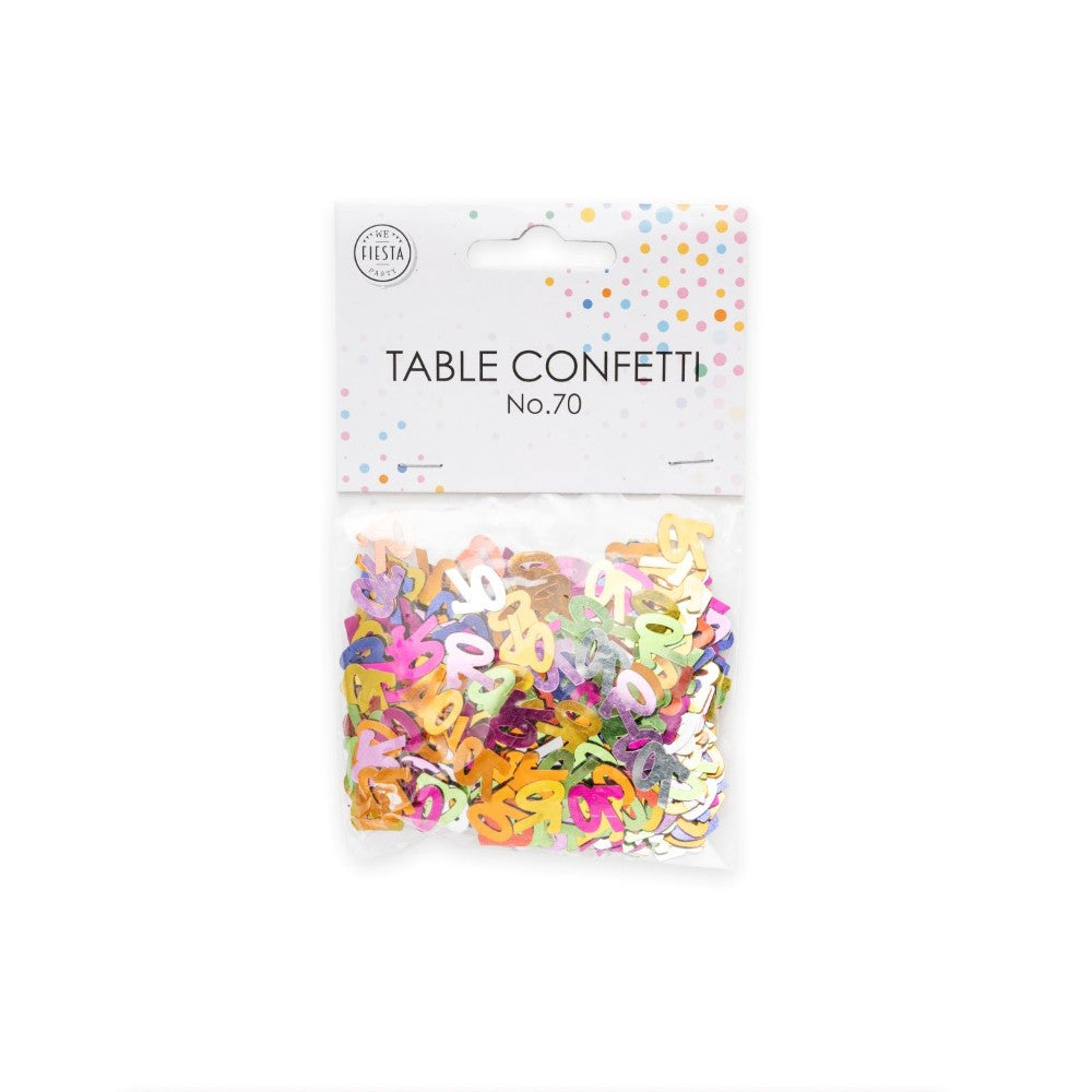Tafelconfetti cijfer 70 gekleurd, 14 gram
