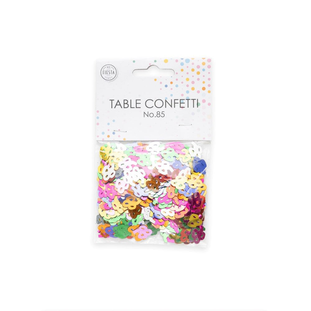 Tafelconfetti cijfer 85 gekleurd, 14 gram