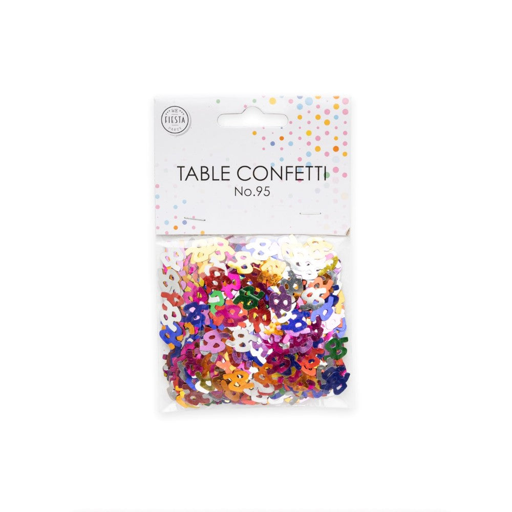 Tafelconfetti cijfer 95 gekleurd, 14 gram