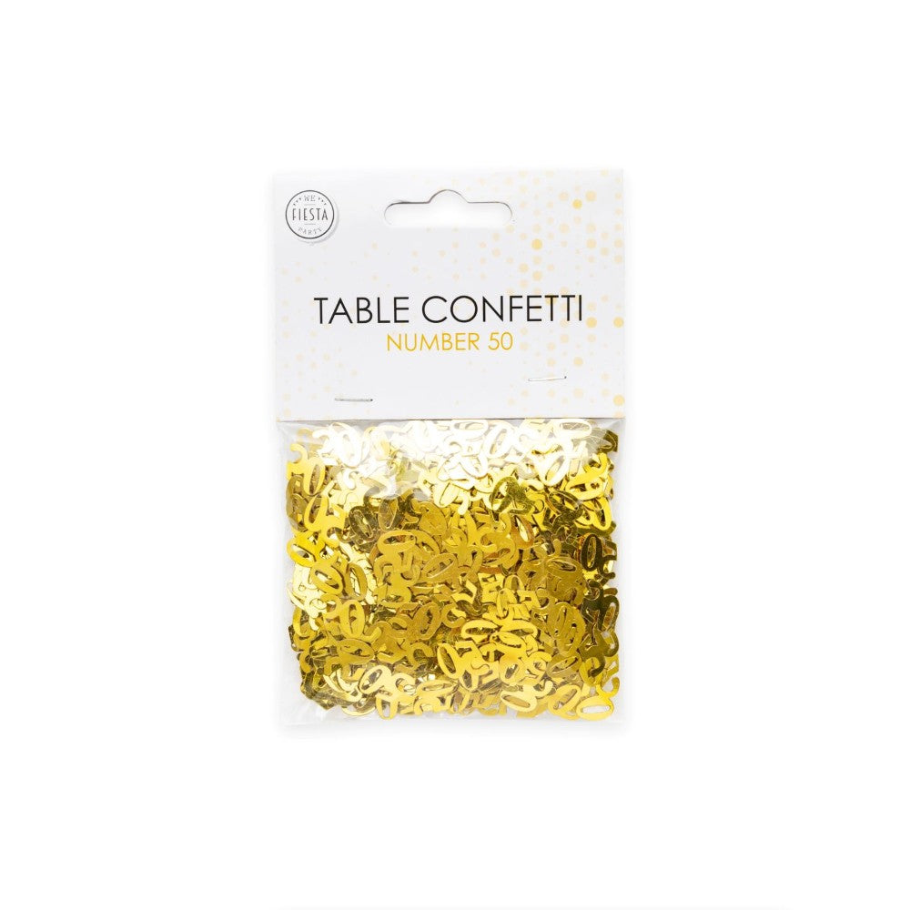 Tafelconfetti cijfer 50 goud, 14 gram