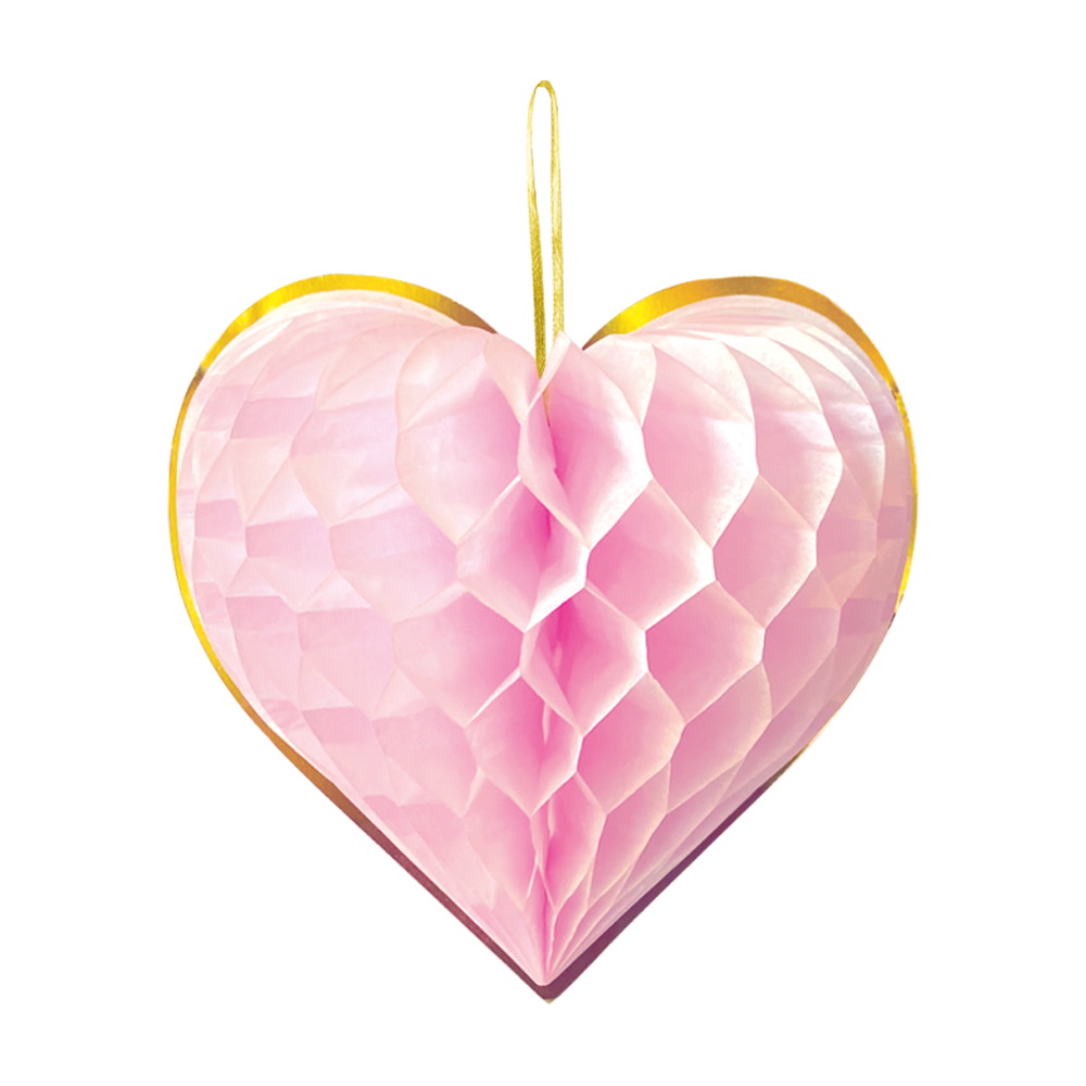 Honingraat decoratie hartjes 23 cm (4 stuks)