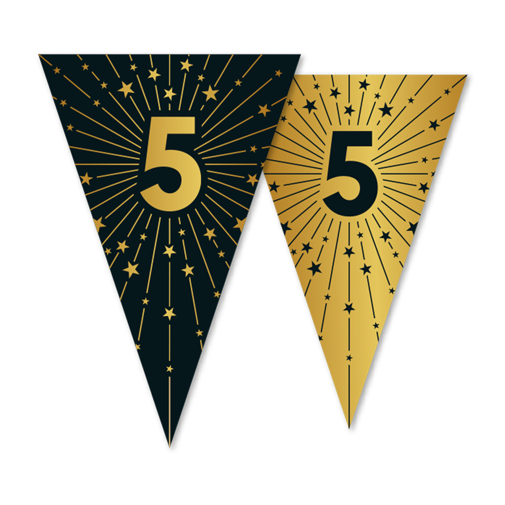 Vlaggenlijn '5' Goud/Zwart – 10 meter (Dubbelzijdig)