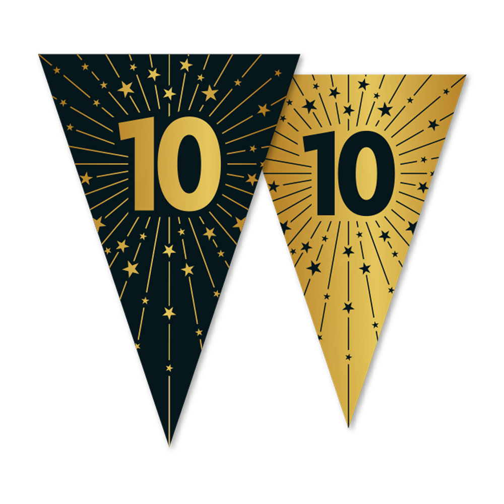 Vlaggenlijn '10' Goud/Zwart – 10 meter (Dubbelzijdig)
