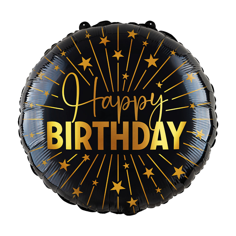 Folieballon XL Rond Happy Birthday Goud 90 cm
