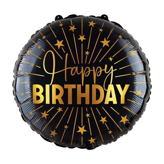 Folieballon XL Rond Happy Birthday Goud 90 cm