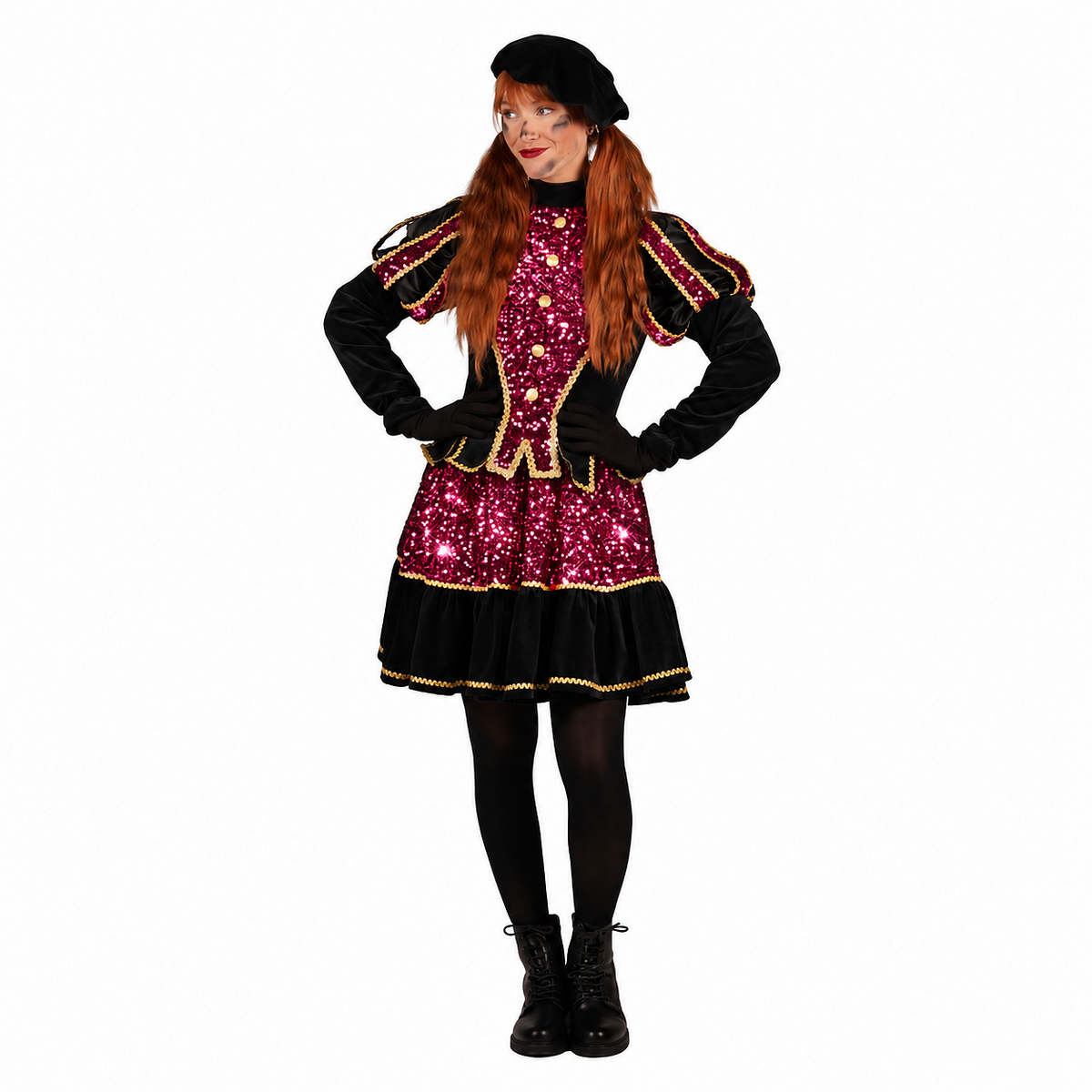 Damespiet Altea zwart-roze glitter
