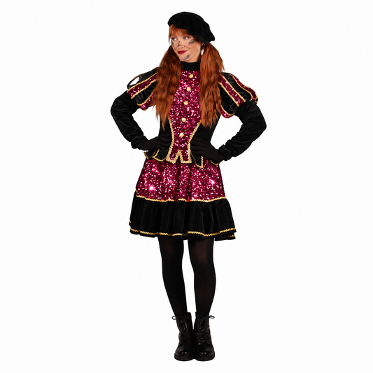 Damespiet Altea zwart-roze glitter