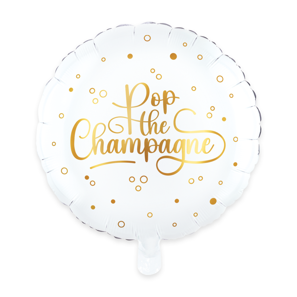 Folieballon Pop the Champagne wit 46 cm