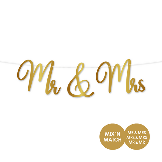 Letterslinger Mr & Mrs goud 2 m