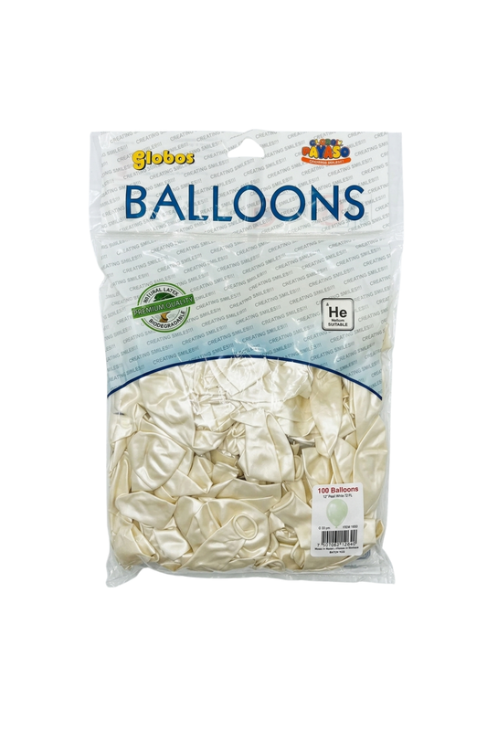 Latex ballonnen metallic wit 30 cm – 100 stuks