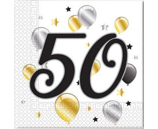Papieren Servetten 50 Jaar – 33x33 cm (20 stuks)