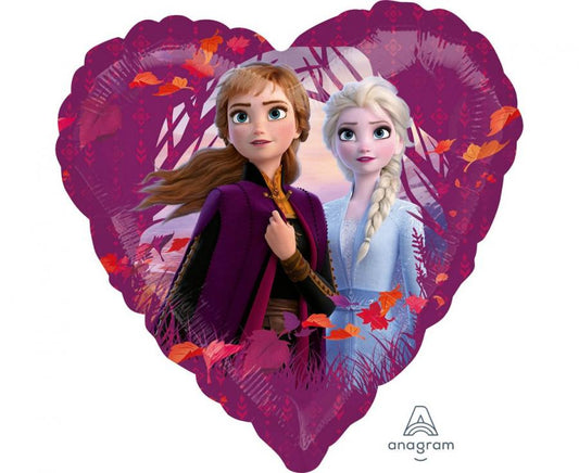 Folieballon Hart Frozen Anna en Elsa 46 cm