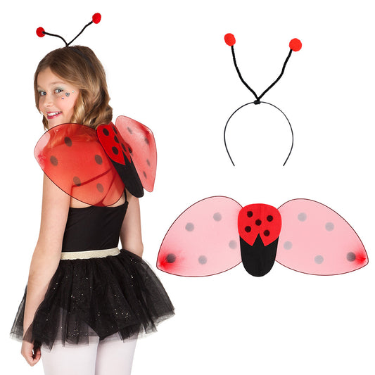 Set lieveheersbeestje kind diadeem en vleugels