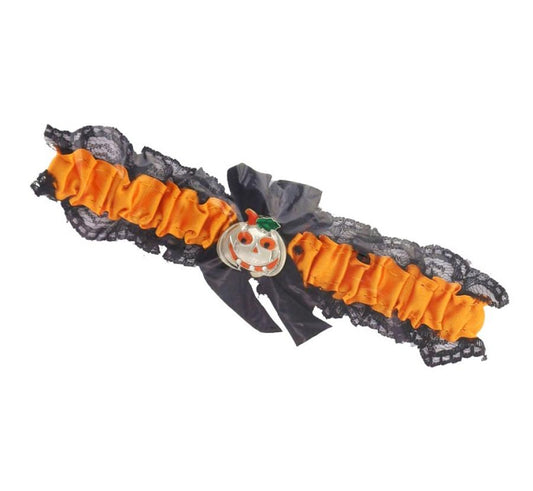 Kouseband Halloween oranje met pompoen