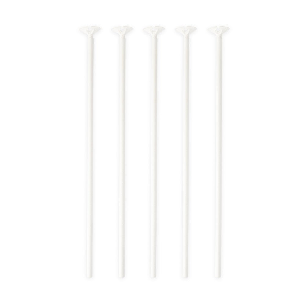 Ballonstokjes papier 40 cm wit (10 stuks) - foto 2