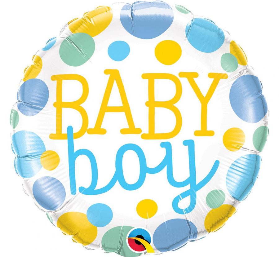 Folieballon Baby Boy Stippen 46 cm
