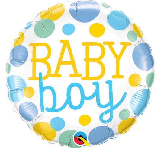 Folieballon Baby Boy Stippen 46 cm