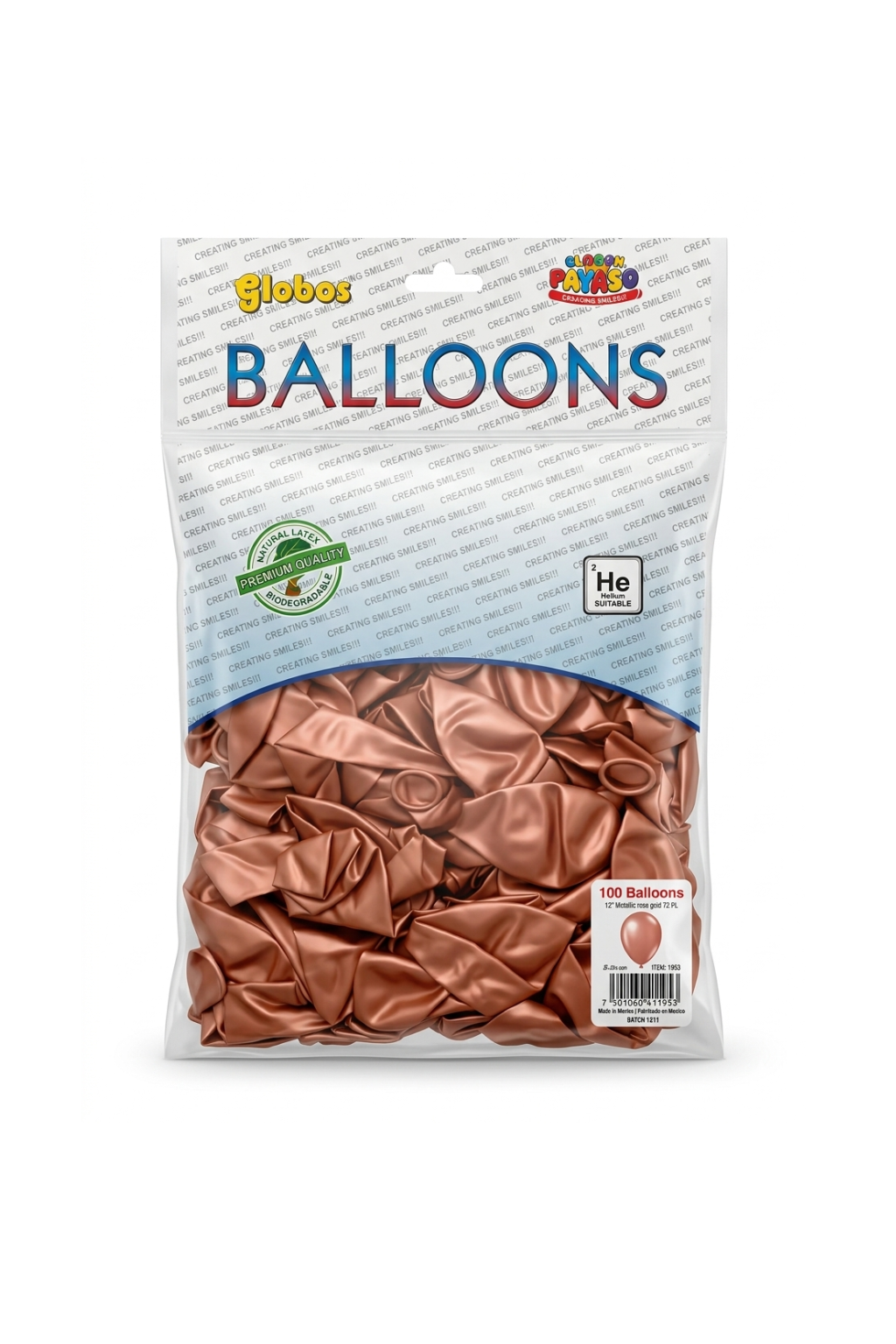 Latex ballonnen metallic roségoud 30 cm – 100 stuks