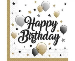 Papieren Servetten Happy Birthday – 33x33 cm (20 stuks)