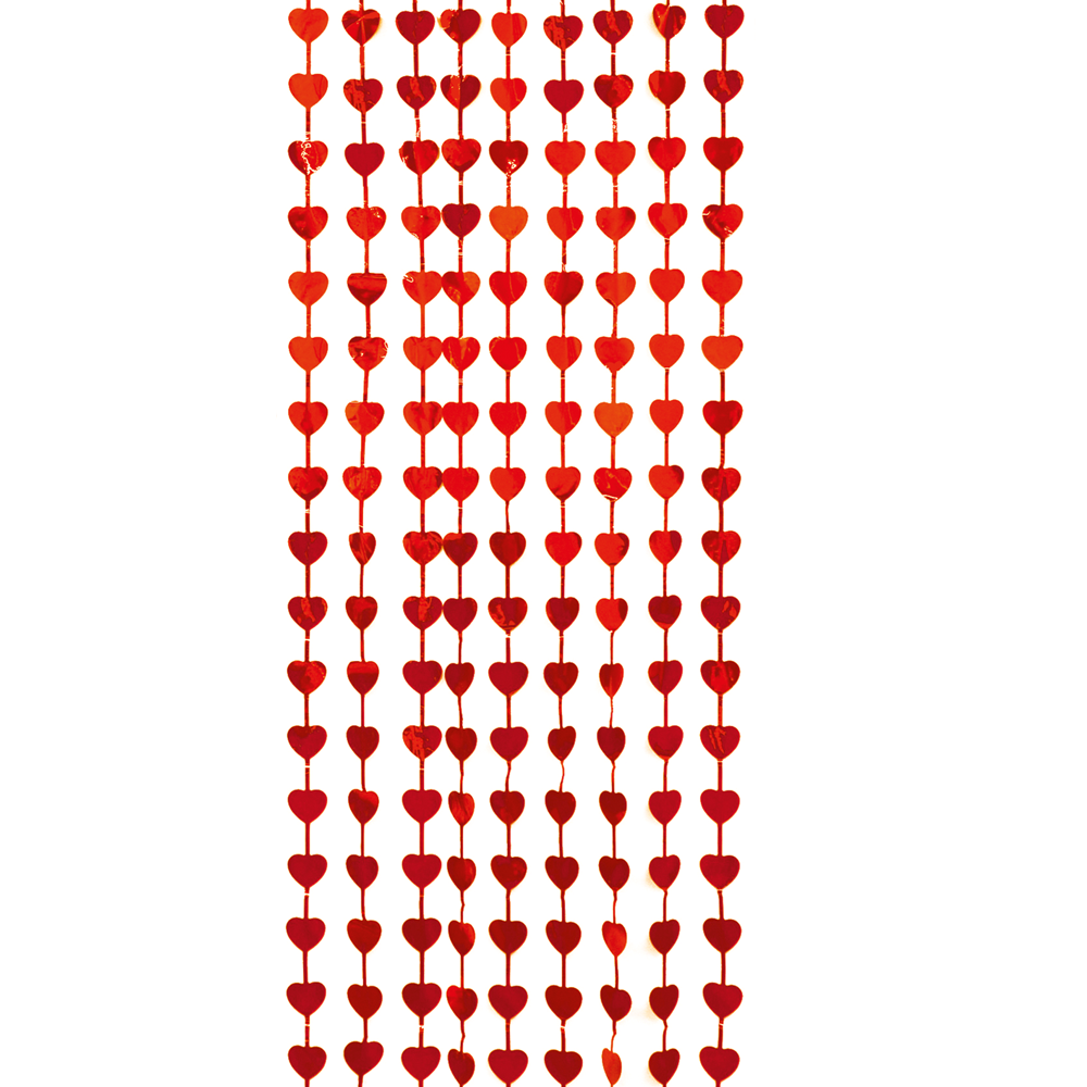 Feestgordijn 100 x 200 cm rode hartjes