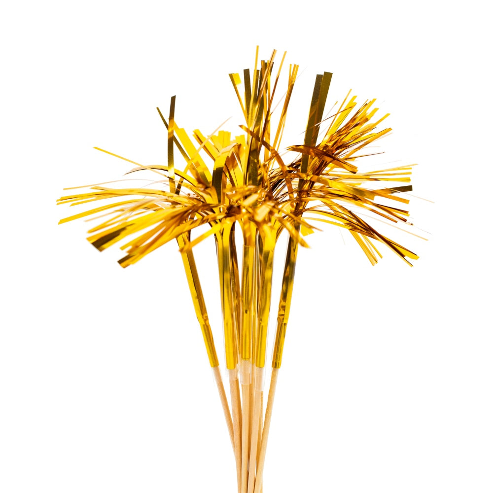Folie cocktailprikkers 24 cm goud (10 stuks)