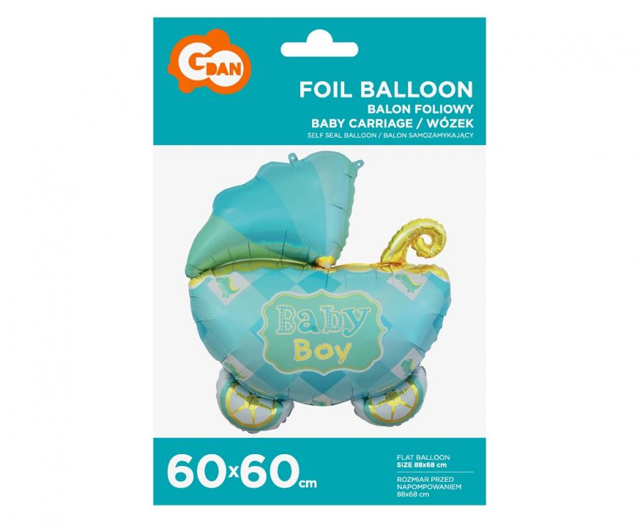 Folieballon Kinderwagen Baby Boy 60 cm