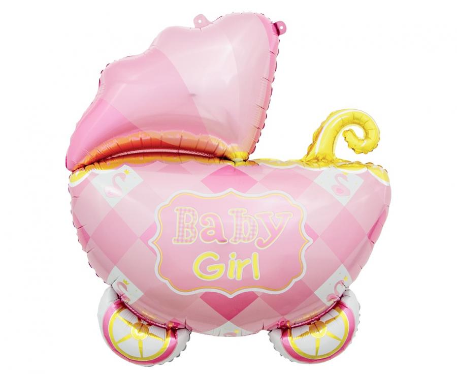 Folieballon Kinderwagen Baby Girl 60 cm